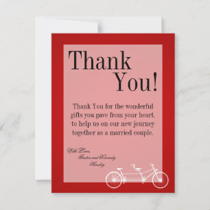 vélo rouge lunatique du carte de remerciements 4x5