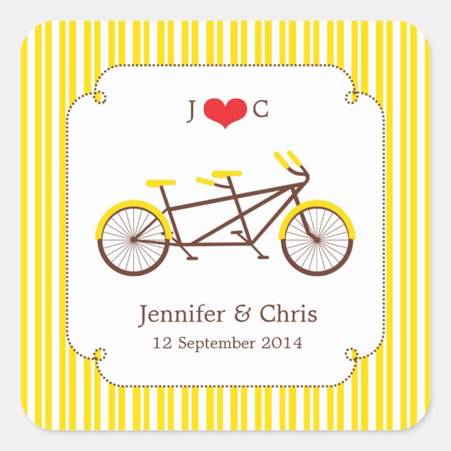 Vélo tandem (rayures jaunes) Favoriser Sticker (Devant)