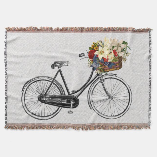 Vélo tendance vélo fleurie jetez couverture (Devant)
