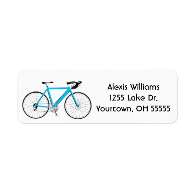 vélo turquoise sur étiquette blanc (Devant)