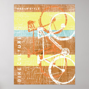 vélo urbain / vélo rayé & affiche sportive
