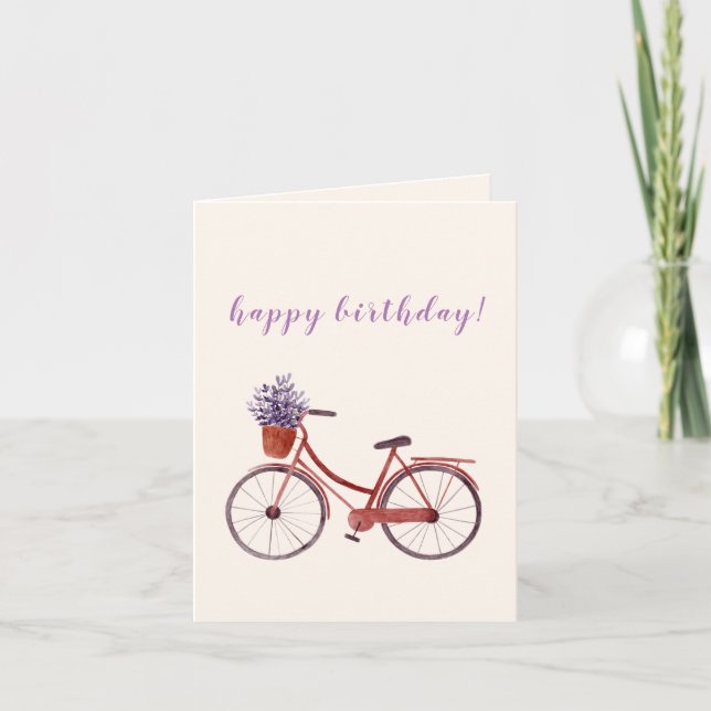 Vélo Vintage Aquarelle avec carte Lavender (Devant)