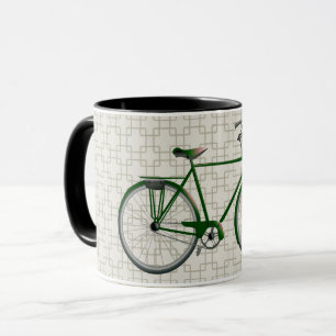 Vélo Vintage vert et Mug d'art rétro