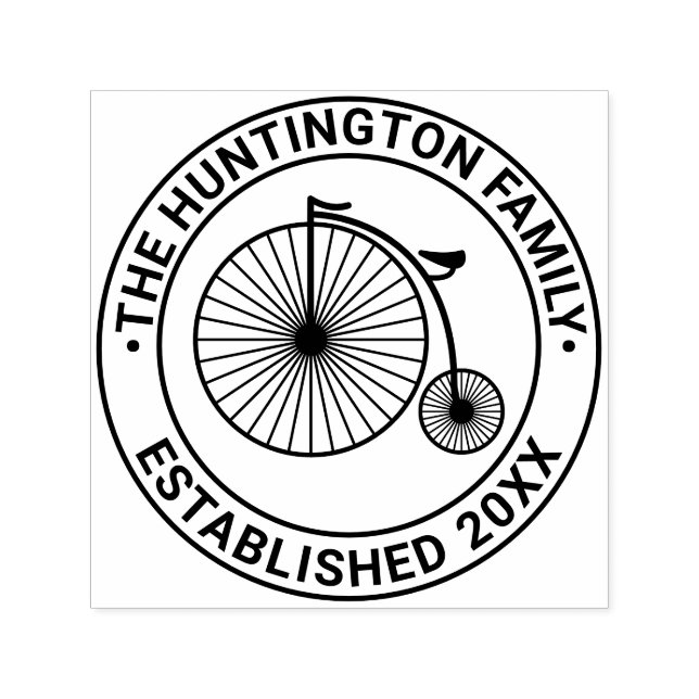 Velocipede Penny Farthing Familienname Datum Permastempel (Design)