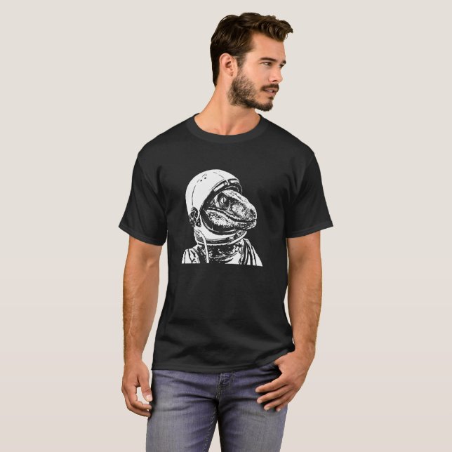 Velociraptor-Astronauten-lustiges T-Shirt (Vorne ganz)
