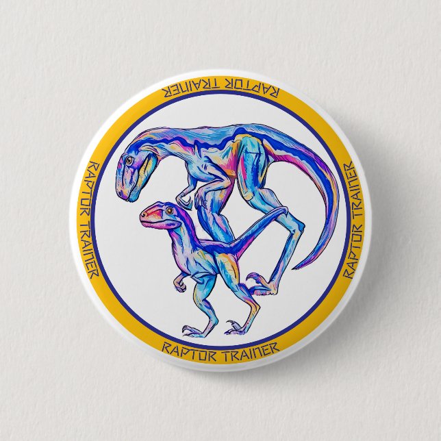 Velociraptor Cool Dinosaurier Button (Vorderseite)