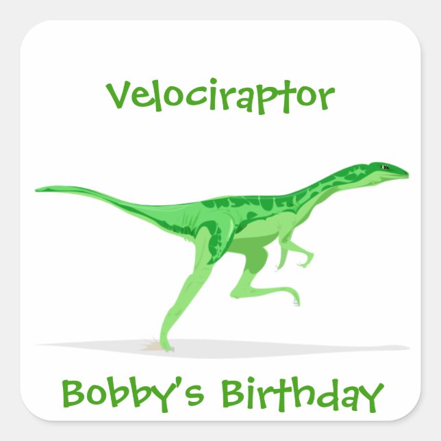 Velociraptor-Dinosaurier-Aufkleber Quadratischer Aufkleber (Vorderseite)