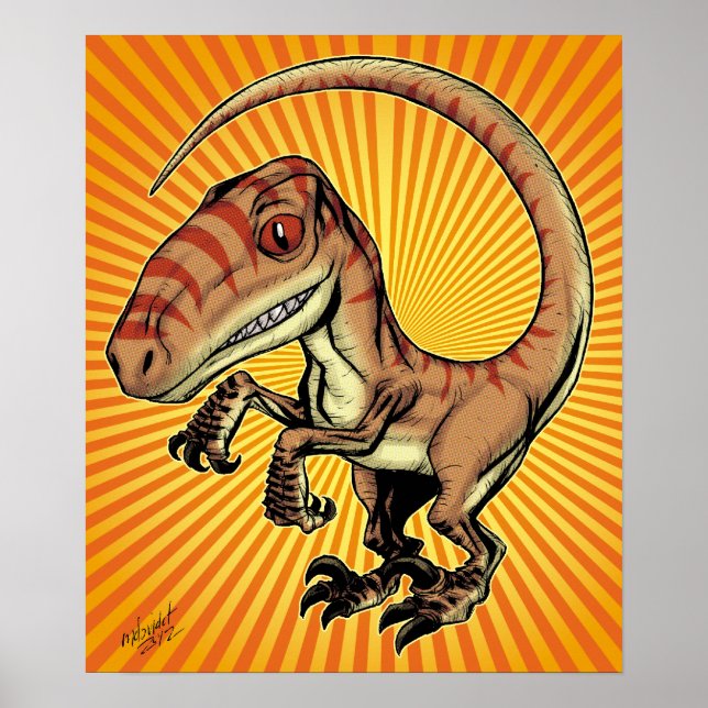 Velociraptor Raptor Dinosaur by Marco D Carillo Poster (Vorne)
