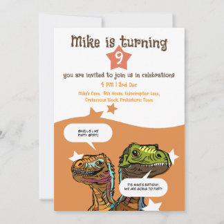 Velociraptor-Themed Dino Loving Boys's Birthday Einladung