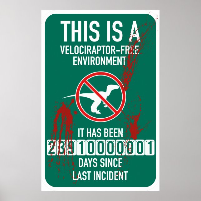 Velociraptor - Unfall - freies Zeichen (blutgespül Poster (Vorne)