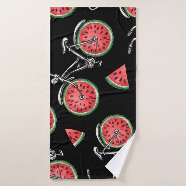 Vélos à roue de pastèque, motif d'été. (Serviette de bain)