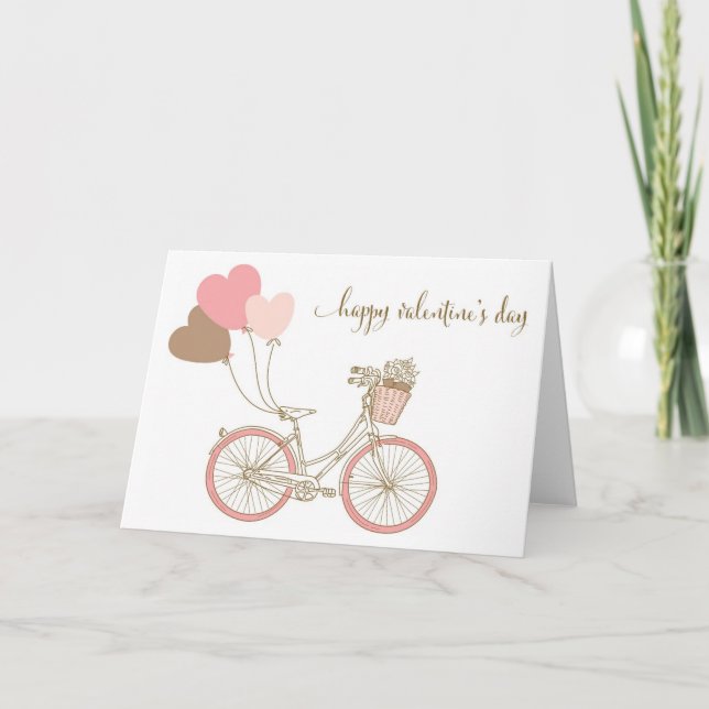 VÉLOS ET BALLONS ROSES CARTE DE JOUR VALENTINE (Devant)