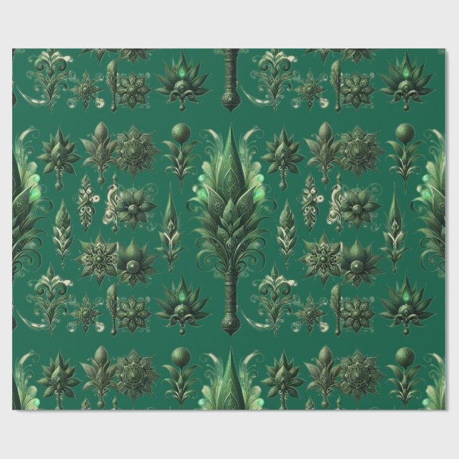 "Velours vert luxuriant : Design de papier cadeau  (Plat)