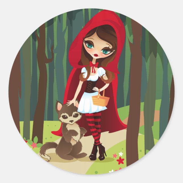 Velusa Red Riding Hood Runder Aufkleber (Vorderseite)