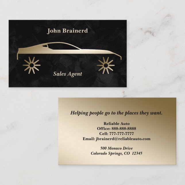 Velvet Black and Gold Auto Business Card Visitenkarte (Vorne/Hinten)
