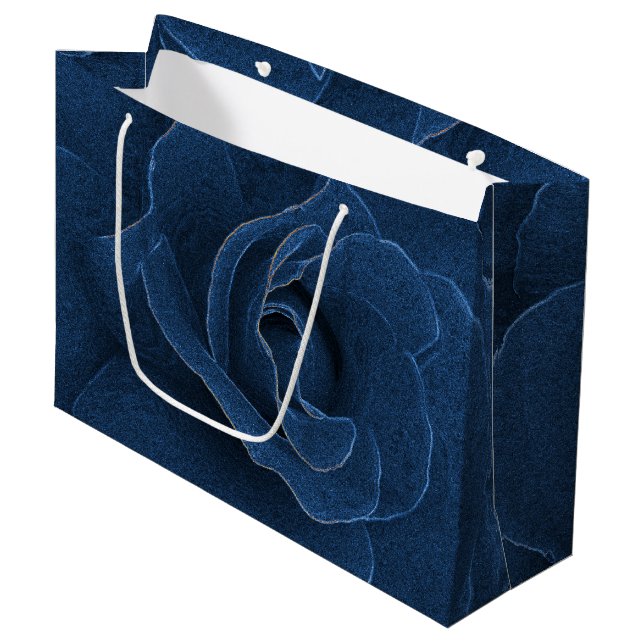 Velvet-blaue Rose Große Geschenktüte (Vorderseite Schrägansicht)