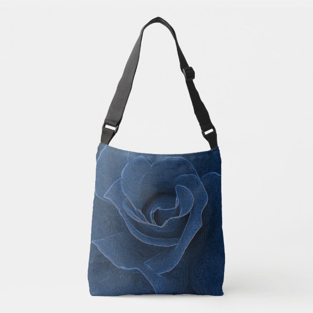 Velvet-blaue Rose Tragetaschen Mit Langen Trägern (Vorderseite)