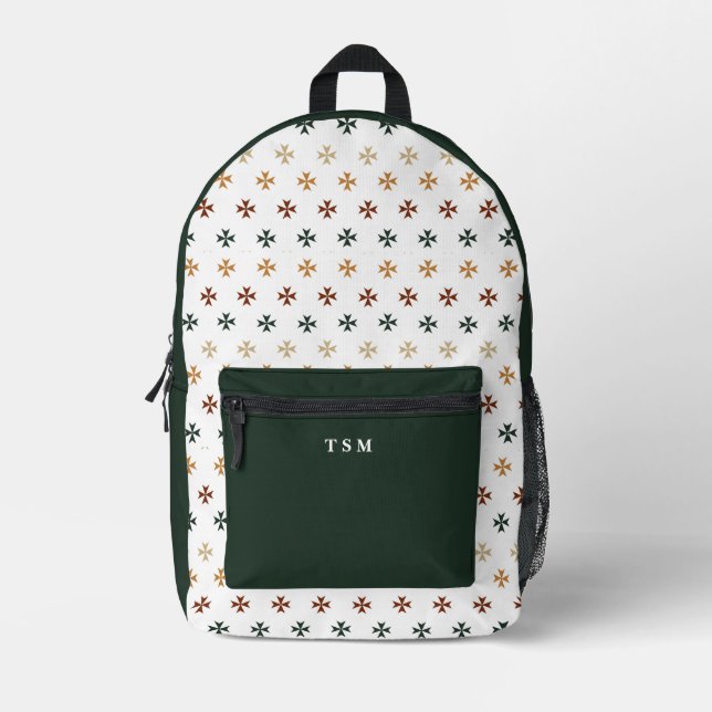 Velvet Forest Cross Muster Personalisierte erste Bedruckter Rucksack (Vorderseite)