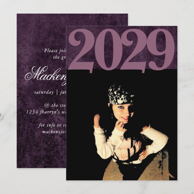 Velvet Grad | Amethyst Lila Moody Grunge Foto Einladung (Vorne/Hinten)