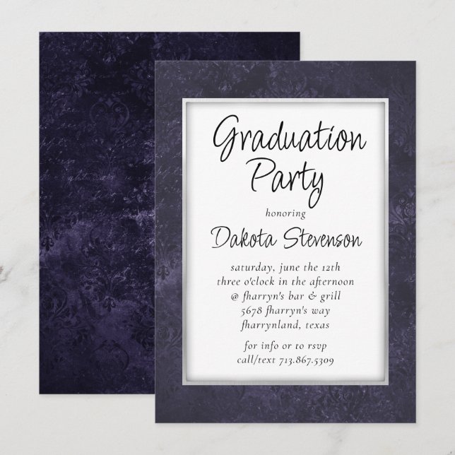 Velvet Grad | Amethyst Lila Watercolor Party Einladung (Vorne/Hinten)