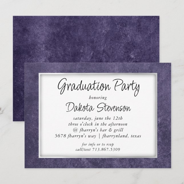 Velvet Grad | Amethyst Lila Watercolor Party Einladung (Vorne/Hinten)