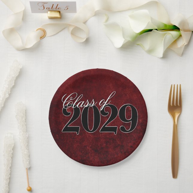 Velvet Grad | Ruby Red Crimson Jewel Tone Grunge Pappteller (Hochzeit)