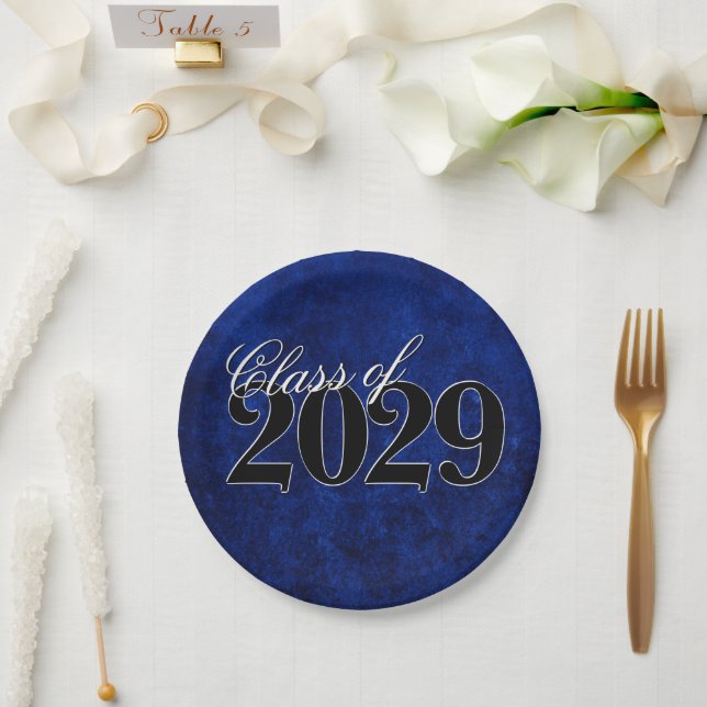 Velvet Grad | Sapphire Blue Dark Jewel Tone Grunge Pappteller (Hochzeit)