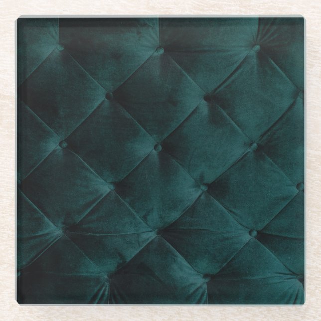 Velvet Green: Malachite Textile Elegance Glasuntersetzer (Vorderseite)