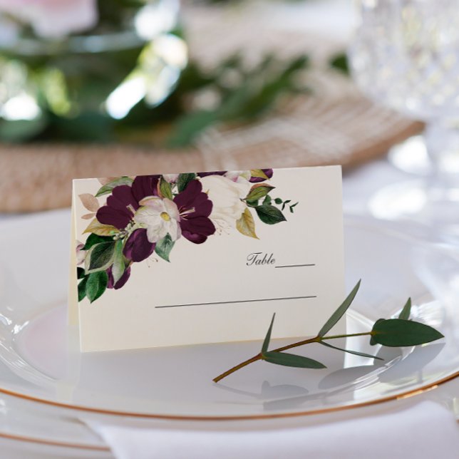 Velvet Magnolia Blume Monogramm Hochzeit Visitenkarten (Von Creator hochgeladen)