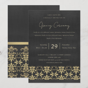 VELVET NAVY GOLD DAMASK GRAND  ERÖFFNUNGSZEREMONIE EINLADUNG