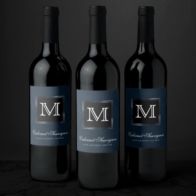 Velvet Navy Grunge | Deep Sapphire Blue Custom Weinetikett (Von Creator hochgeladen)
