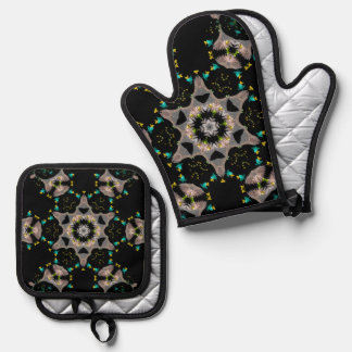 Velvet Night Kaleidoscope Ofenhandschuh & Topflappen-Set
