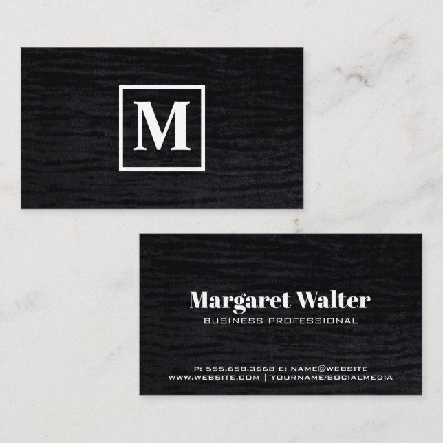 Velvet noir avec Carte de visite Carré Monogram (Devant / Derrière)