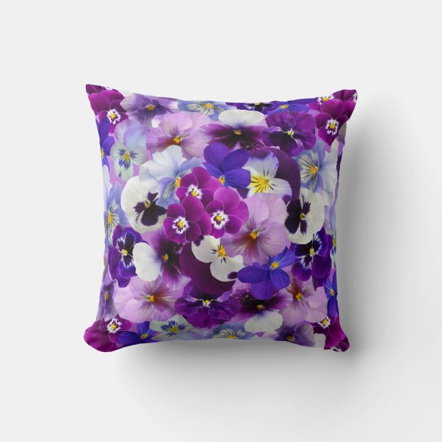 Velvet Pansy Lila Garden Blumenmuster Kissen (Vorderseite)