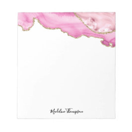 Velvet Pink Gold Agate Geode Script Typography Notizblock