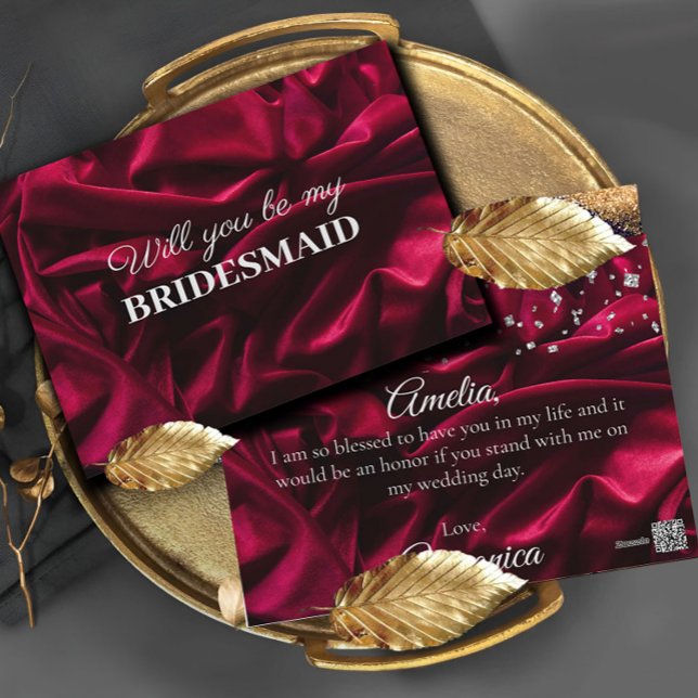 Velvet Rote Seide wirst du meine Bridmaid Postkart Postkarte (Von Creator hochgeladen)