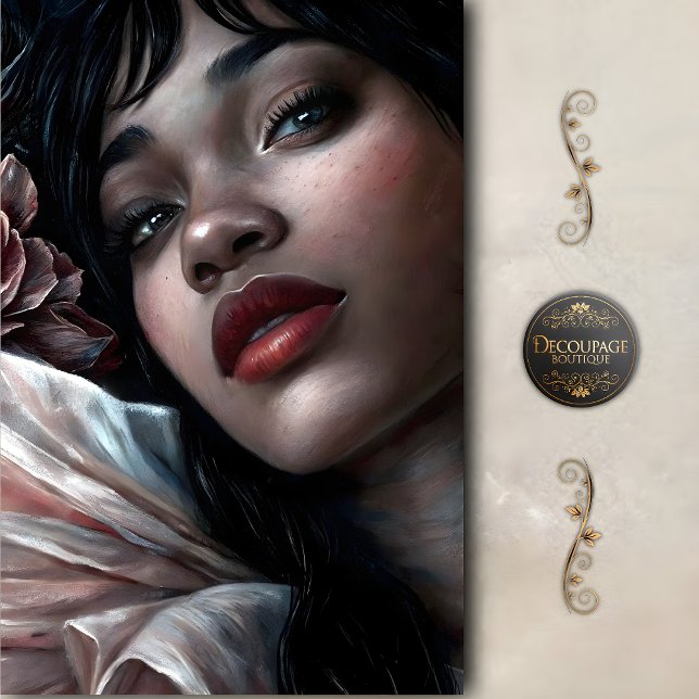Velvet Woman With Crimson Lips decoupage Seidenpapier (Velvet Woman with Crimson Lips Decoupage Tissue Paper)