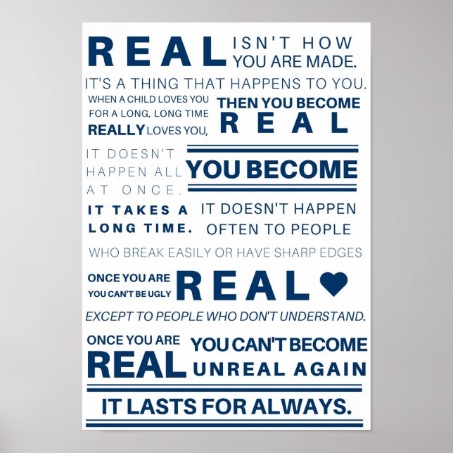 Velveteen Rabbit "Real" Poster (Vorne)