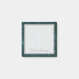 Velvety Aquamarin Damask Dunkelgrüne Grunge Cust Post-it Klebezettel