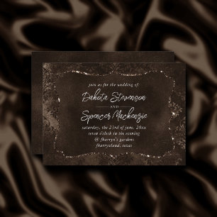 Velvety Bronze Damask   Brown Baroque Grunge Einladung