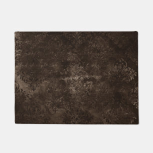 Velvety Bronze Damask Brown Baroque Grunge Fußmatte