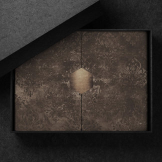 Velvety Bronze Damask | Brown Baroque Grunge Seidenpapier