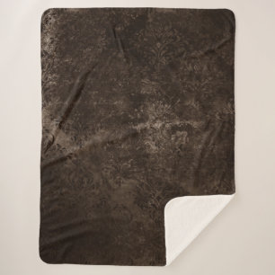 Velvety Bronze Damask   Brown Baroque Grunge Sherpadecke