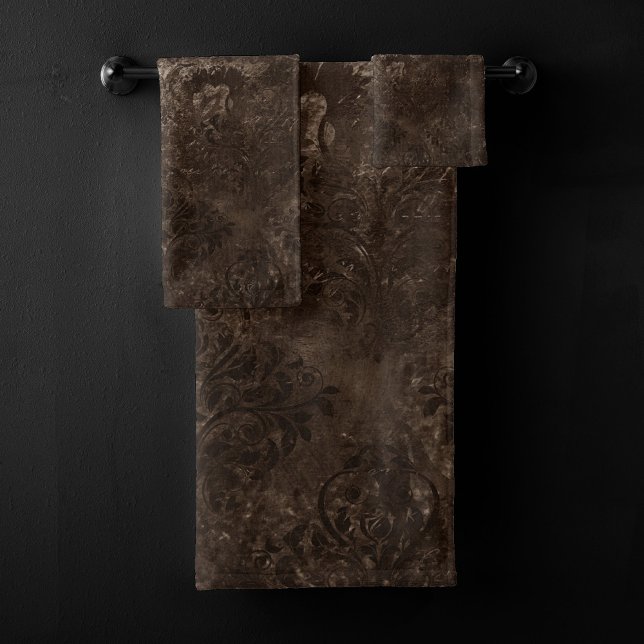 Velvety Bronze Damask | Grunge baroque Brown (Créateur téléchargé)