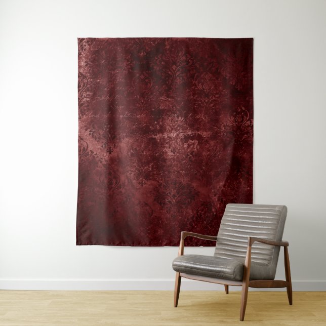 Velvety Henna Damask | Hintergrund des roten Fotos Wandteppich (Beispiel)