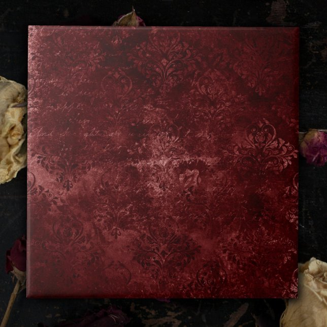 Velvety Henna Damask | Red Distressed Grunge Fliese (Von Creator hochgeladen)