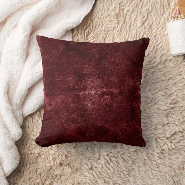 Velvety Henna Damask | Red Distressed Grunge Kissen (Decke)