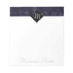 Velvety Indigo Damask   Mitternacht Grunge Barock Notizblock
