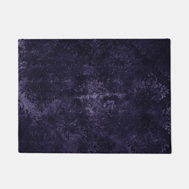 Velvety Midnight Damask | Indigo Lila Grunge Fußmatte (Vorderseite)