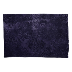Velvety Midnight Damask Indigo Lila Grunge Kissenbezug